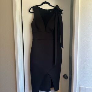Black Sleeveless V-Neck Cocktail Dress